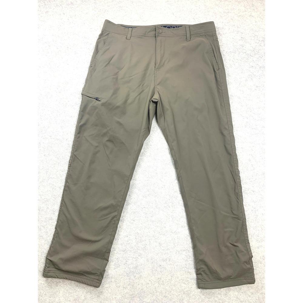 Gerry Mens Waffle Lined Hiking Pants 36x30 (Fit 36x28) Green Outdoor Trail Cargo